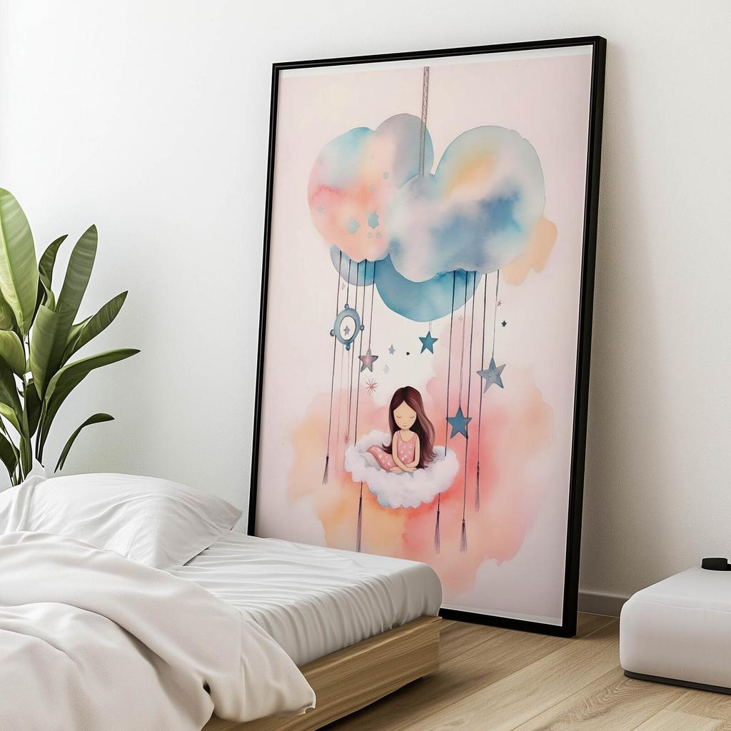 Cloud Carousel of Dreams Cloud Carousel of Dreams, 40X50 Cm, Gold Aluminum Frame, 230 Gsm Matte Paper