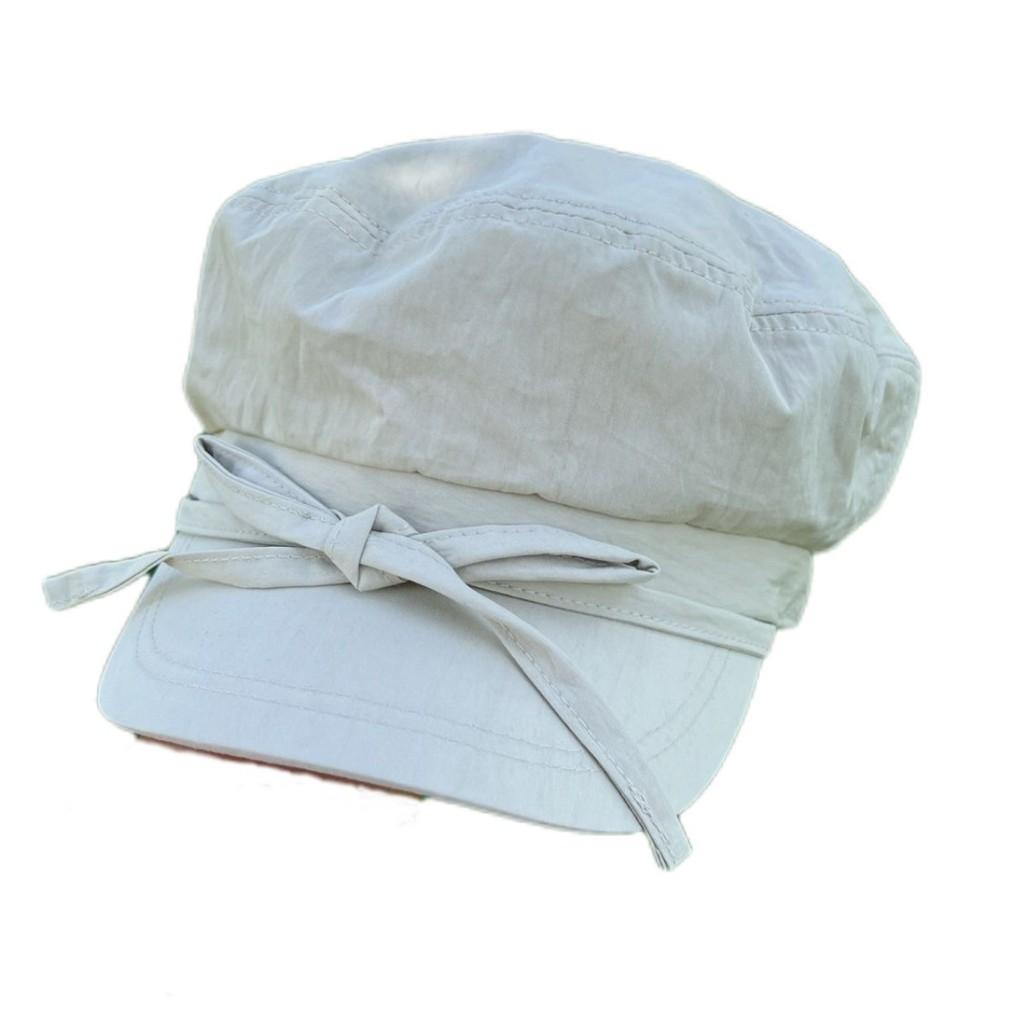 Stylish Beige Duckbill Cap With Unique Bowknot Design Perfect For Weather Warm