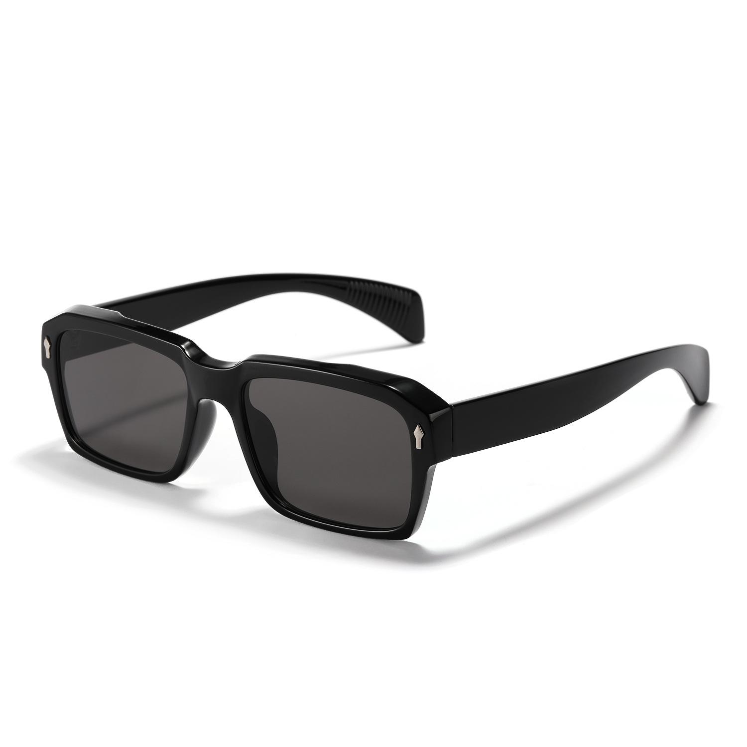 

Квадратные очки 2348 Узкая оправа прямоугольные ретро солнцезащитные очки женские Ins Rivet мужские солнцезащитные очки чёрный