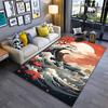 Red Sunset, Ocean Waves, and Tree Art Rug Non-slip Rug Suitable for Living Room and Bedroom Sofas