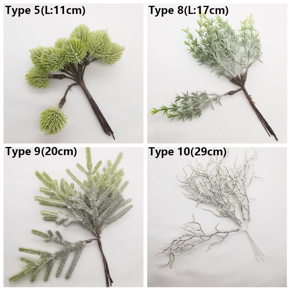6PCS/Bundle DIY Xmas Ornament Home Decor Pine Artificial Flowers Simulation Plants Faux Grass