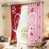 Valentine's Heart Digital Print Blackout Curtains, Customizable Polyester with High-Precision Sun Protection.
