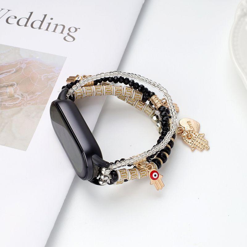 Beaded Watch Bands for Mi Band 8 9 10 Repleacement Watch Straps for Mi 8Pro 9Pro Wristband Elastic Redmi Watch 4 5 6 Correas 3