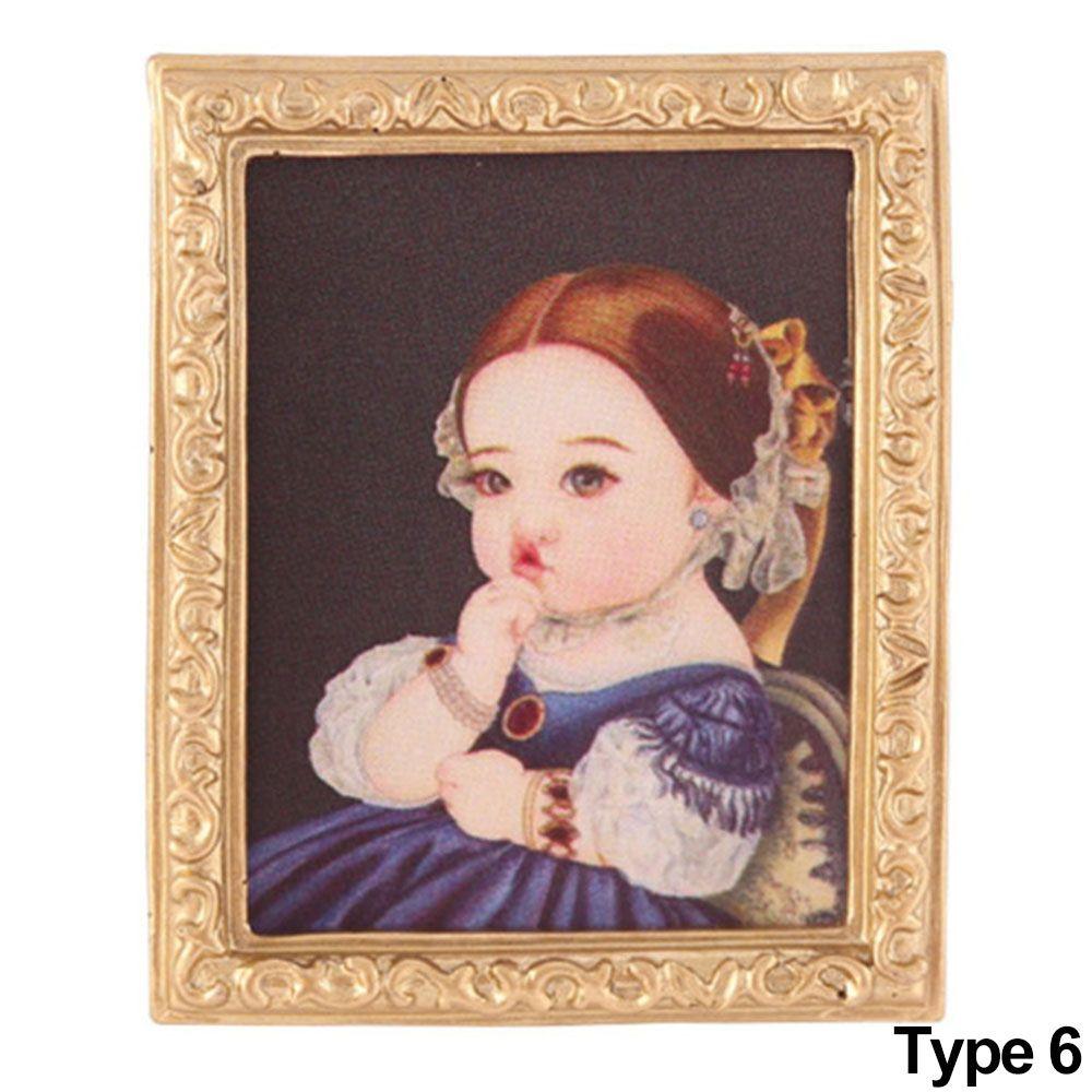 Toys Scene Model Retro Frame Miniature Pictures Wall Mural Dollhouse Oil Painting Dolls Accessories