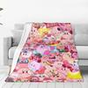 Warm Soft Blankets Airplane Travel Kirby Stars Collages Throw Blanket Flannel Bedspread For Couch Bed Comfortable Sofa Bed Cover
