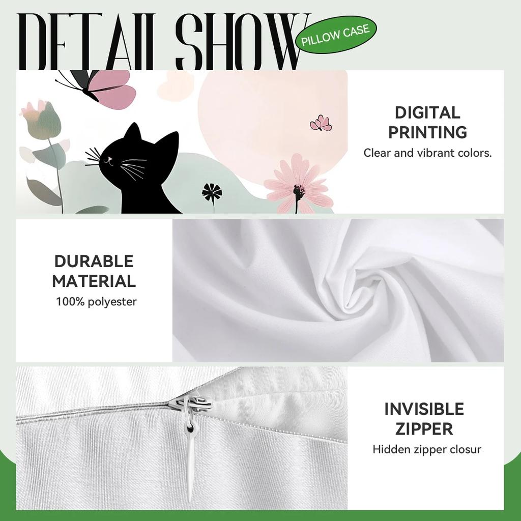 Geometric Cat Cushion Pillowcase Printed Polyester 45X45Cm Throw Pillowcover Decorative Sofa Cushion Pillowslip Home Decor
