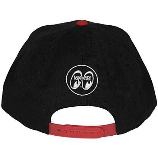 MOONEYES MOONEYES Wool Flat Visor Motorcycle One Size Fits BR Cap, Hat, Red, All, CM-115 (Black/Red)