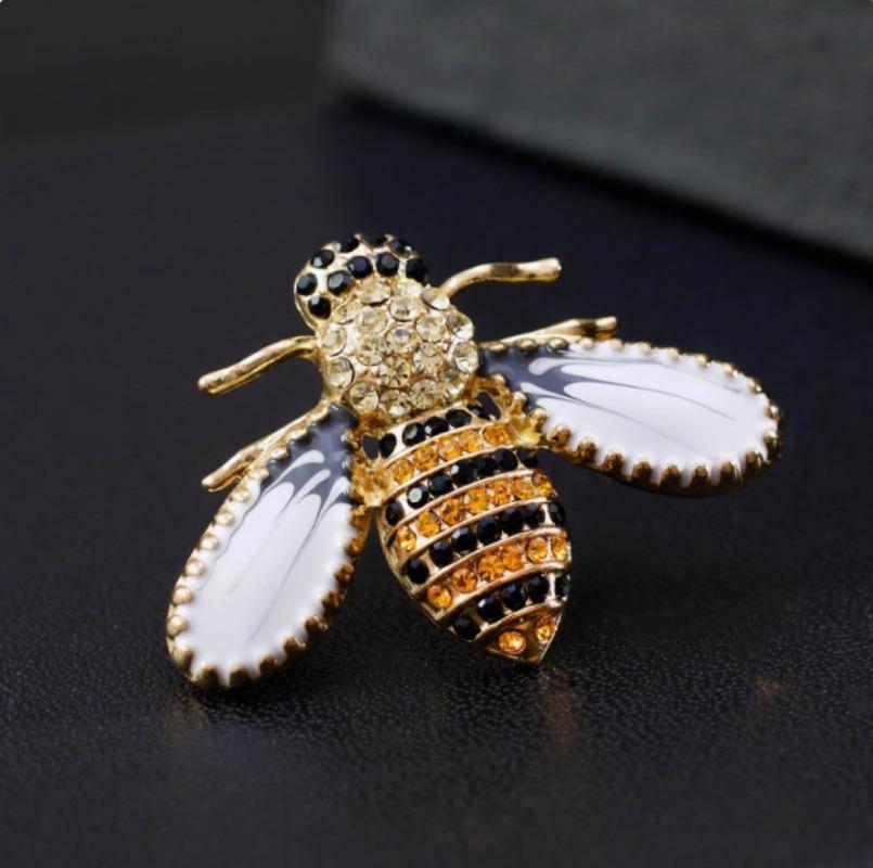 Vintage Fashion Bee Insect Brooch Colorful Enamel Crystal Rhinestone Animal Brooch for Women Men Statement Jewelry
