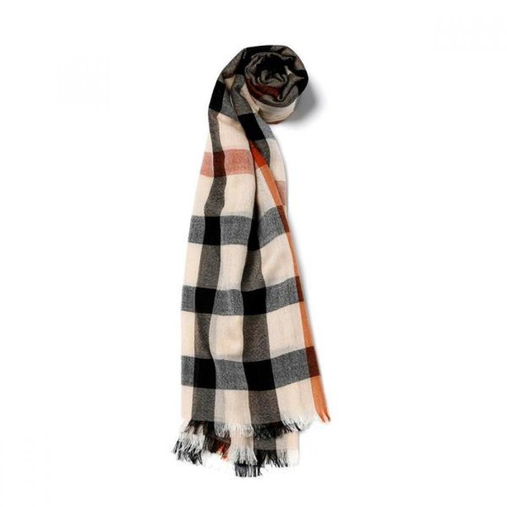Daks Brown House Check Wool Scarf Dcsc8f110w2
