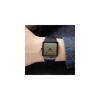 Square Men's Watch Leather Strap Black Simple Slim Stylish Waterproof Casual Business Gift Black Green
