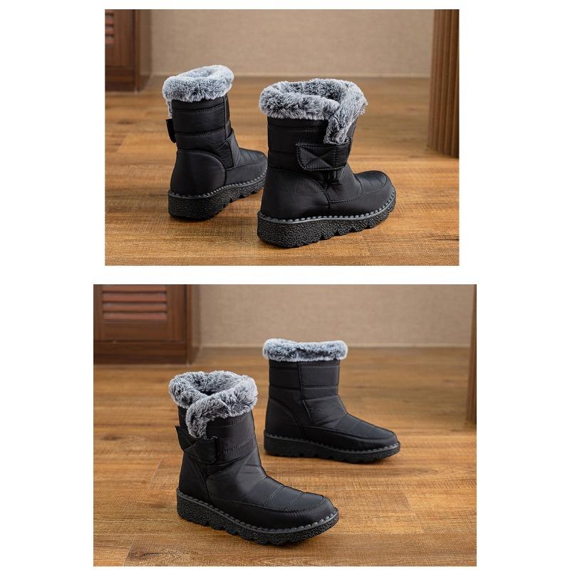 Women's Winter New Style Snow Boots Women's Fleece-Lined Thickened Warm Cotton Boots Large Size Flat-Sole Waterproof Cotton Boots
