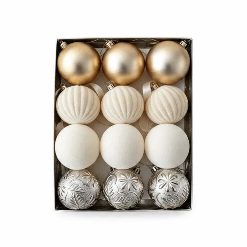 Xmas Decor Electroplated Christmas Ornaments Spherical Festive Flocked Baubles Shatterproof Luxury Velvet Balls Hotels