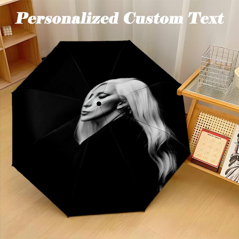Portable Auto Folding Umbrella,Lady Gaga 8 Rib Waterproof Umbrella For Camping Commute