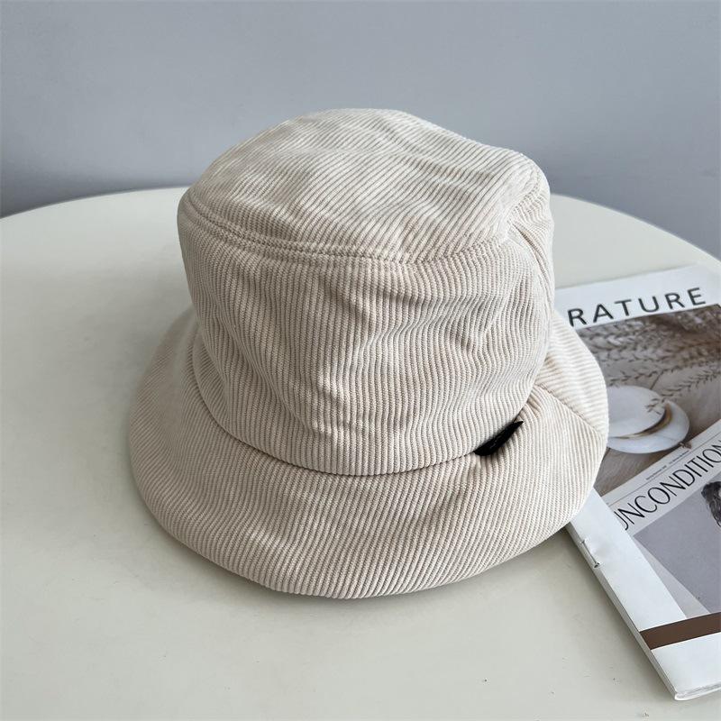 Corduroy padded short eaves bucket hat women autumn and winter thickened warm simple wind fashion basin hat men