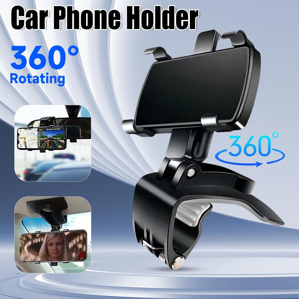 Car Phone Holder 360/180° Rotating Multi-function Instrument Cluster Phone Holder Foldable Rearview Mirror Navigation Bracket