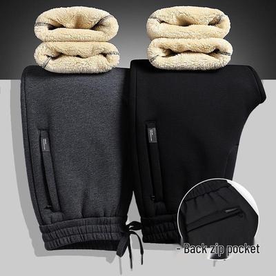 Herren Winter Fleecegefütterte Jogginghose - Dick, Warm, Lässige Baumwoll-Sporthose für Mittelalte und Ältere