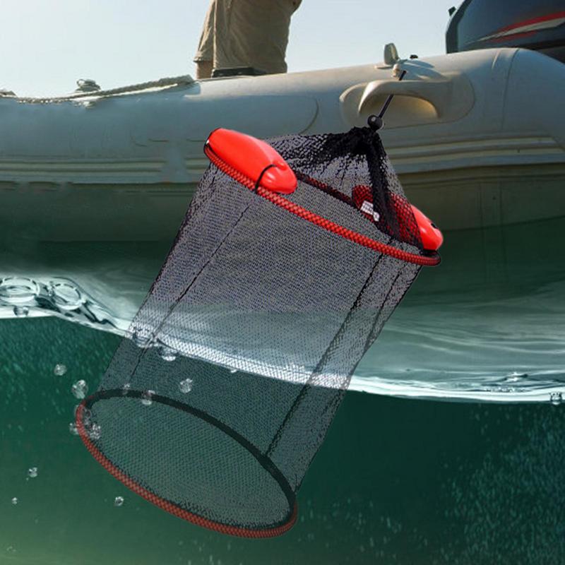 2025 Floating Fish Protection Sea Fishing Net Mesh Quick-drying Folding Fish Cage Thickened Woven Fish Basket