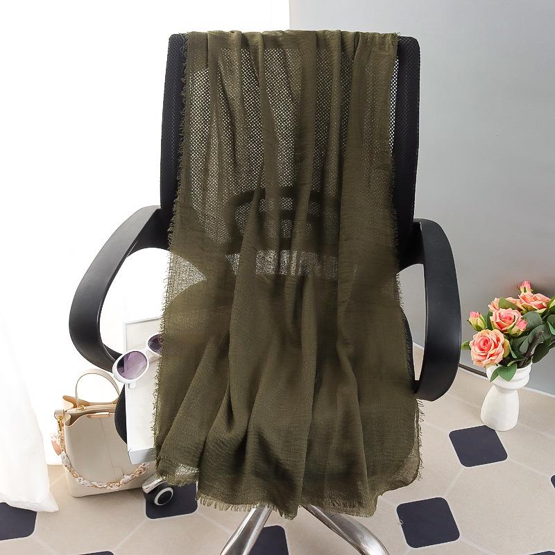 Women's Large Cotton & Linen Pure Color Scarf: Spring/Summer Muslim Headscarf, Beach Towel, Sunscreen Shawl