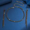 Fashionably Simple Diamond-studded Ring, Bracelet, Earrings And Necklace Set For Women. Bridal Jewelry Set.