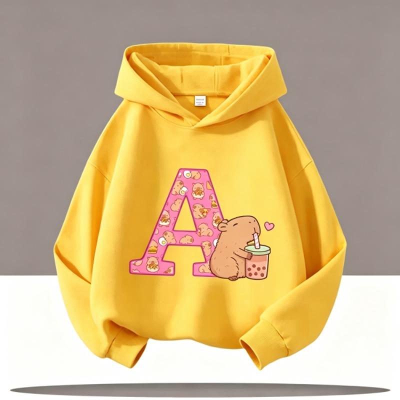 Hoodies für Jungen Mädchen Lässiges Sweatshirt Kinderkleidung Oberteile Langarm Hoodie Cartoon A B C Bedruckt Mit Kapuze 3 Farben Pullover