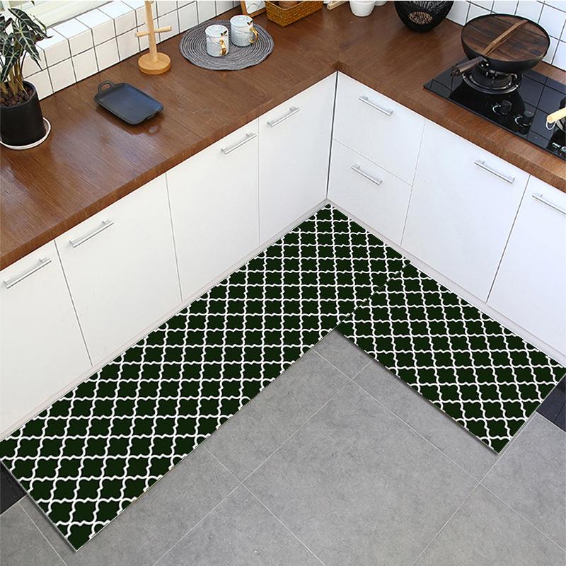 Plaid Kitchen Mat Nordic Long Non Slip Kitchen Carpet for Floor Black Grey Entrance Doormat Bath Mats Hallway Rug Home Decor