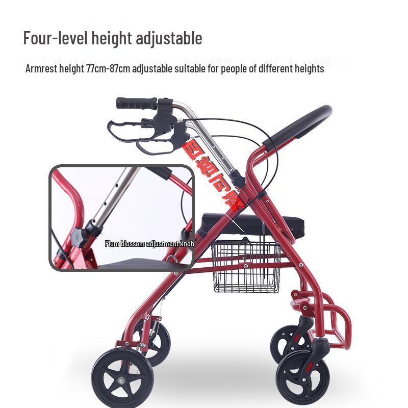 Elderly-Accessible Foldable Shopping Cart and Walker with Seat