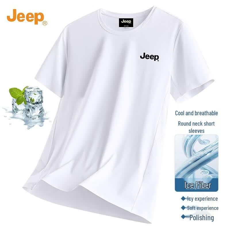 JEEP Men s Ice Silk Quick-Dry Round Neck T-Shirt 3XL