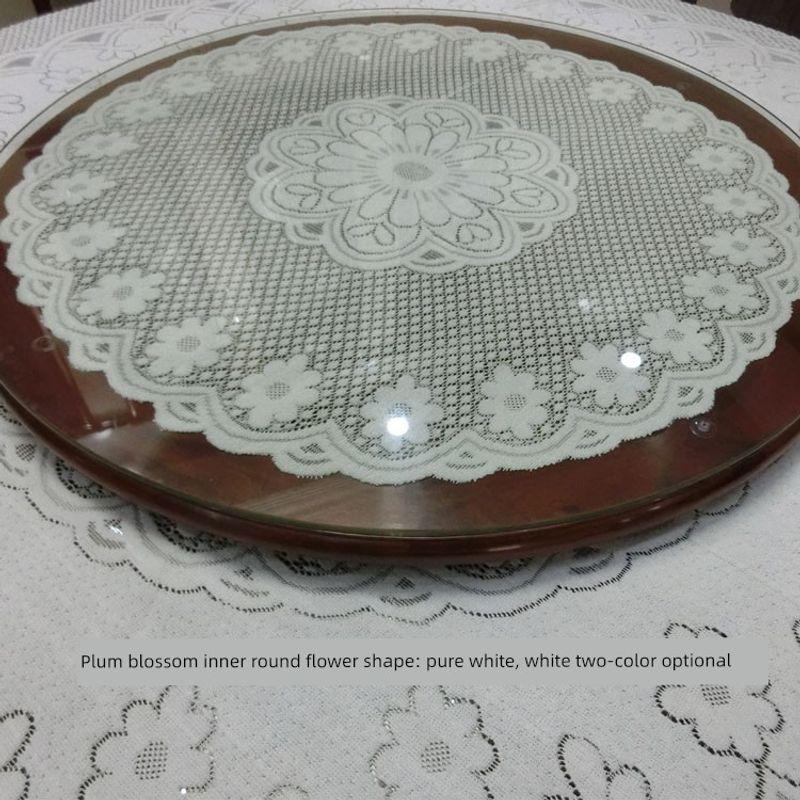 

Round Table Tablecloth Fabric Pastoral round Lace Tablecloth For Home European Small Turntable Tablecloth Minimalist Modern Table Cloth Plum blossom inner circle 76-80cm Beige