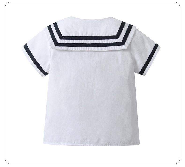 Summer Short Sleeve Sailor Navy Uniform Boys Two-Piece Set