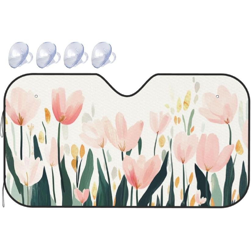 Windshield Sun Shade Funny Cat Driving Car Car Front Window Sunshade Blocker UV Visor Retractable Automotive Sunshades for Vehicle SUV Truck S:51x27.5 inch