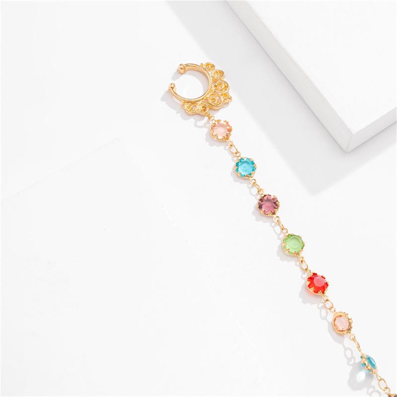 Bohême Punk Sexy femmes gland chaîne boucles d'oreilles faux Piercing pince-nez