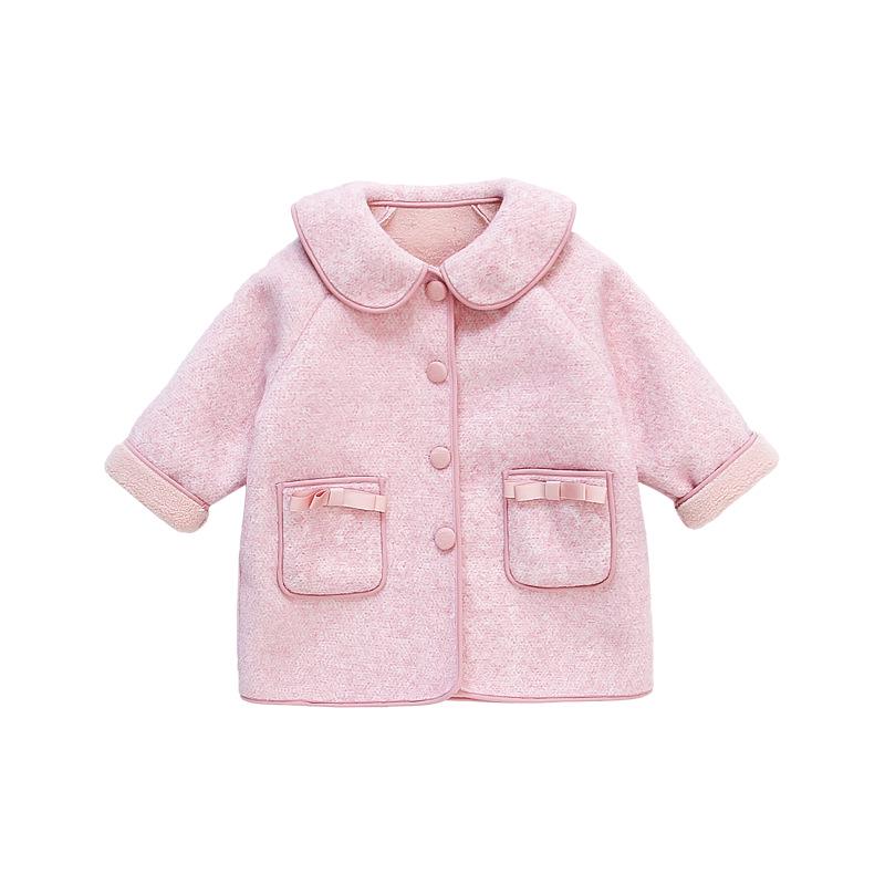 

Девичье шерстяное пальто на флисовой подкладке - Корейский стиль Зима 2025 Мода 100 cm