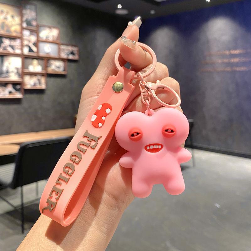 Budding Monster Keychain Ugly Cute Doll Bag Pendant Fuggler Tooth Monster Doll Machine Gift