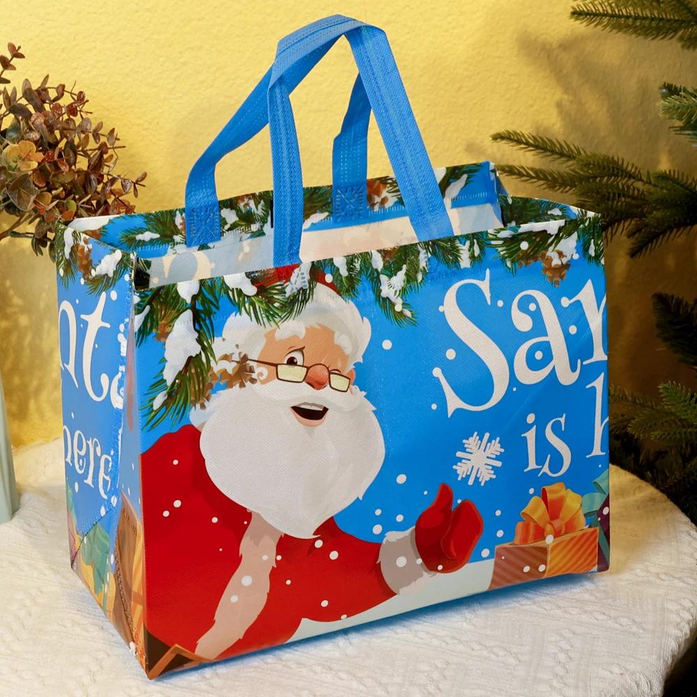 Christmas Non Woven Gift Bag Santa Claus Snowman Candy Cookie Tote Bags Children's Gifts Handle Packaging Pack Home Party Supply
