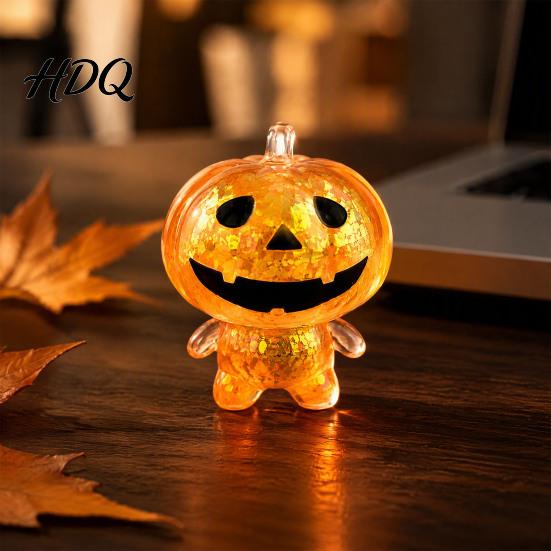 Spooky Pumpkin Sensory Toy Glitter Ghost Squeeze Toy Stress Relief Clear Man Halloween Party Favors Fidget Decompression