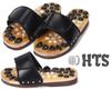 [HTS] Healthy Foot Massage Sandals with Pebbles and Natural Stones for Powerful Stimulation and Comfort (Black, Large)