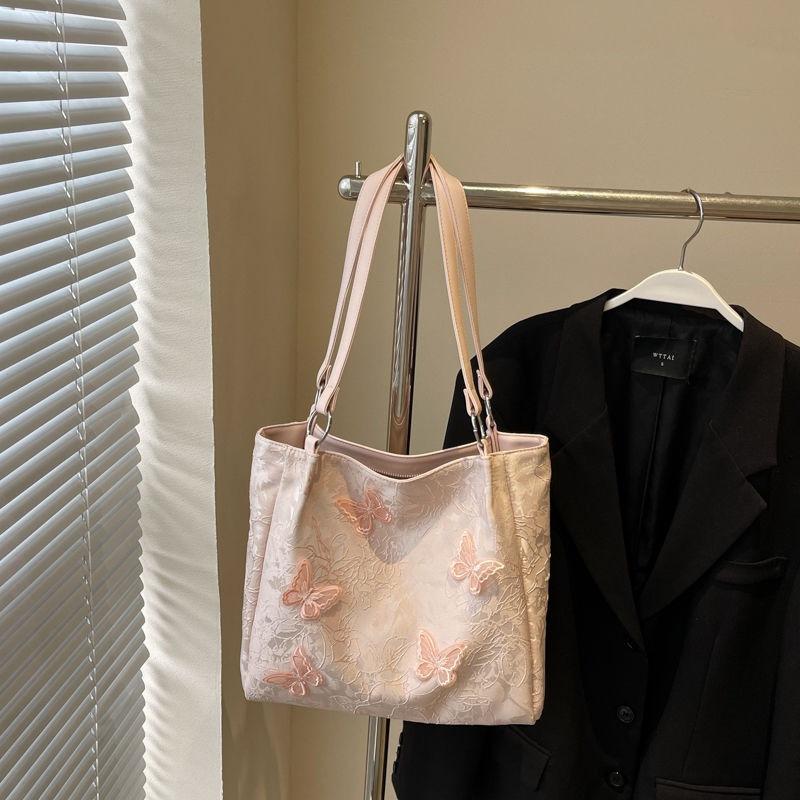 Bags Women s 2 New Embroidered Butterfly Shoulder Bag Large Capacity Tote Bag Commuter Bag