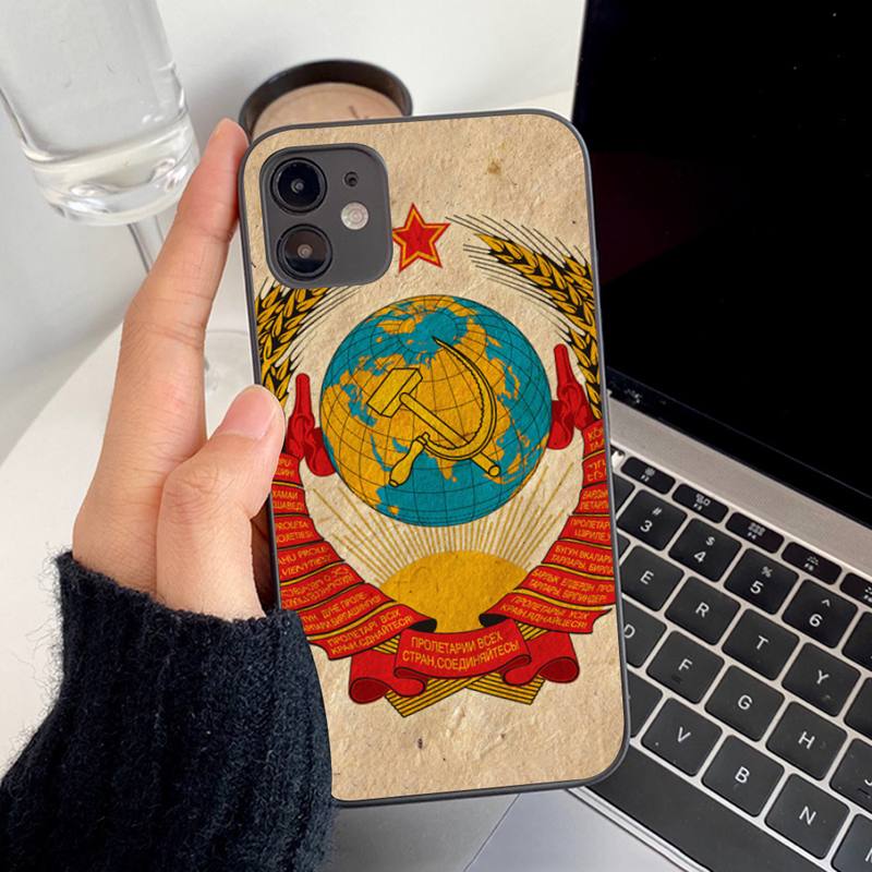 Soviet Union USSR Grunge Flag Phone Case for iphone 13 8 7 6S Plus X 5S SE 2020 XR 11 12 mini pro XS MAX