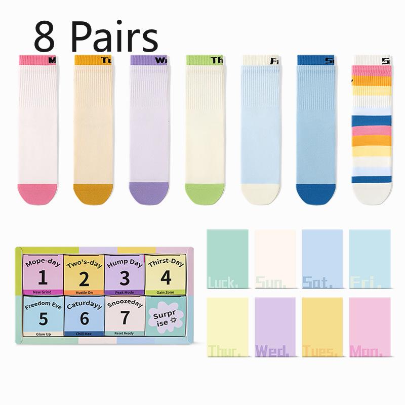 

8 пар мужских и женских весенне-осенних спортивных носков-миди с надписями, для будней 8 Pairs