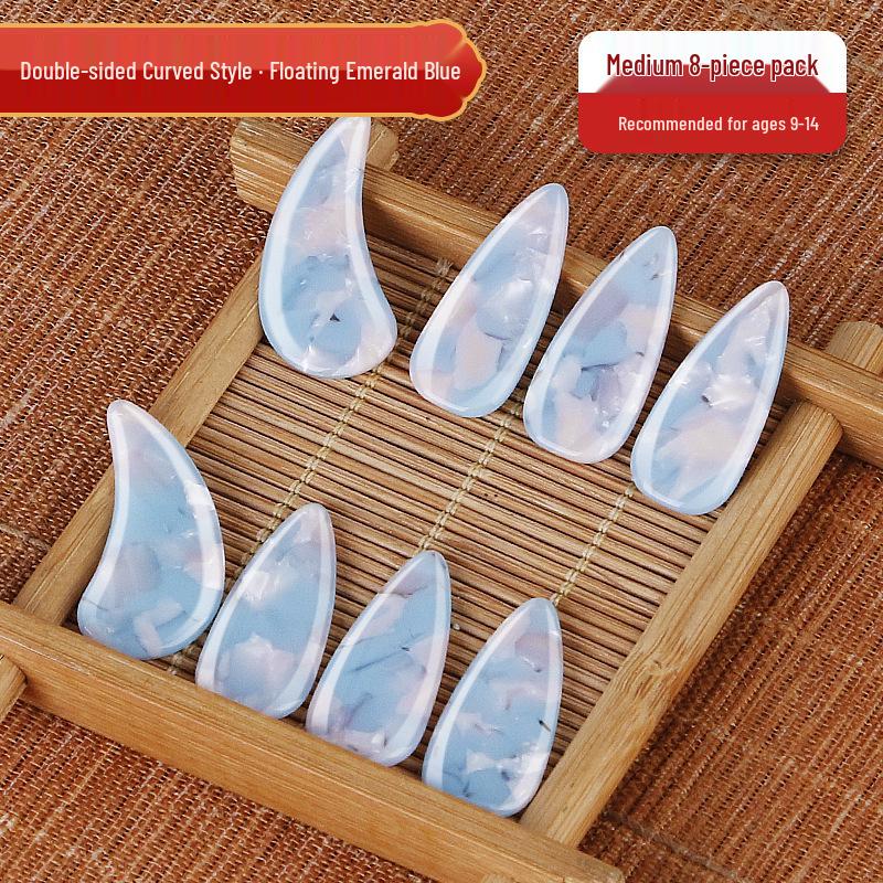 Authentic Tortoiseshell Colored Guzheng Fingernails for Children - Professional Performance Grade, Medium Size