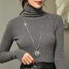 Versatile Faux Crystal Leaf Pendant Necklace for Women