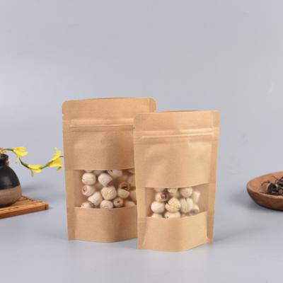 20Pcs Food Storage Bag Stand Up with Window Kraft Paper Moisture Proof Airtight Packing Bag Household Supplies
