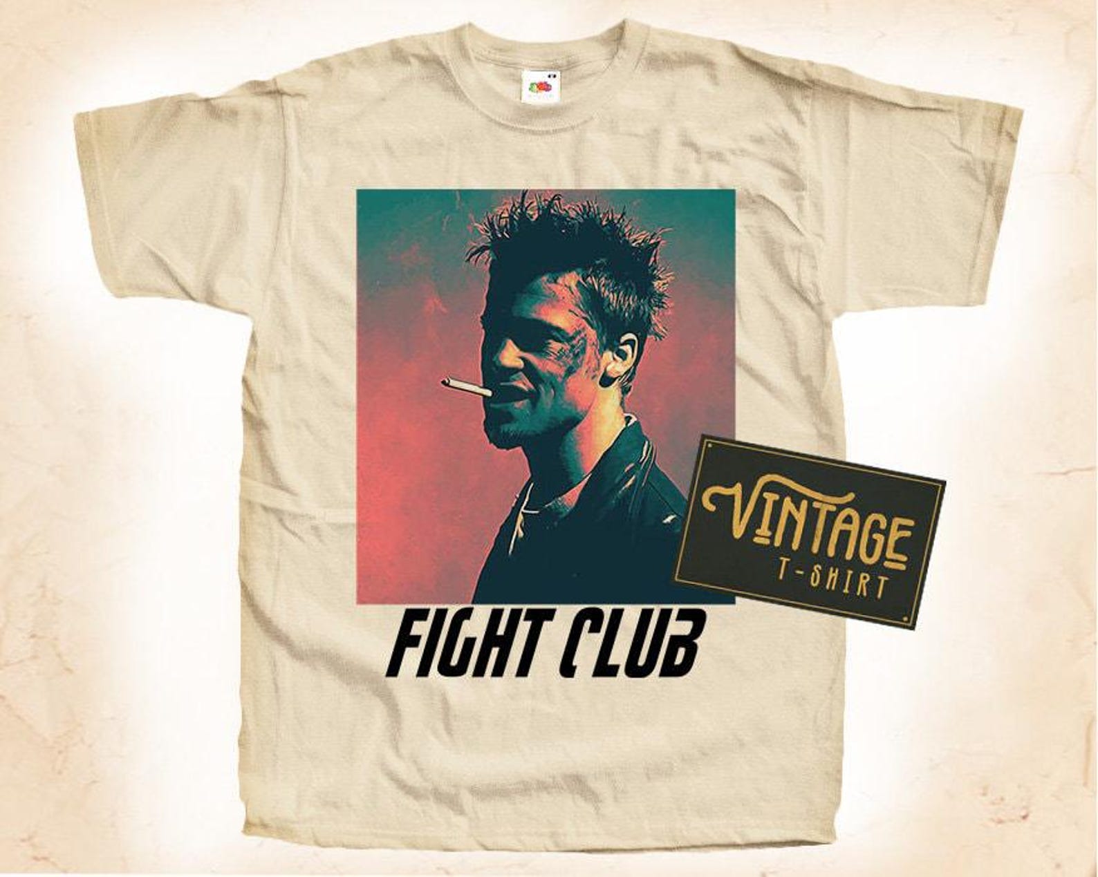 FIGHT CLUB V2 T-Shirt Tee Natural Vintage Cotton Movie Poster All Sizes S M L XL 2X 3X 4X 5X S