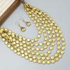 2026 Trend Multi Layer Round Wood Disc Handmade Beaded Statement Necklace Earrings Set For Women Party Jewelry Accessories
