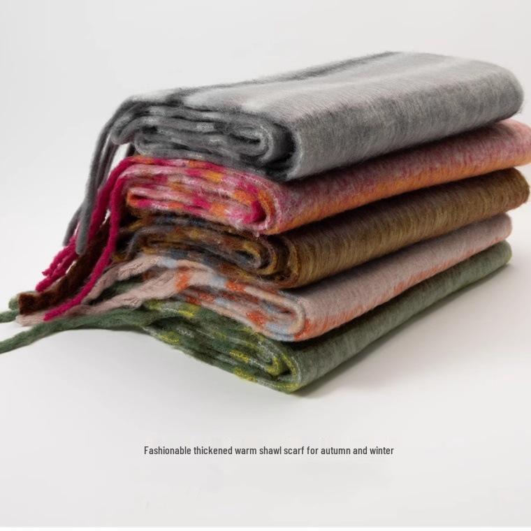 Women's and Men's Korean Style Mohair Shawl Scarf - Thick, Warm, Autumn/Winter Accessory