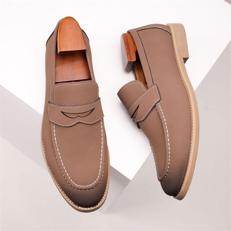 Marca de Moda Hombre Zapatos de Ante de Piel de Vaca Mocasines Slip on Formal Zapatos de Vestir para Hombre Boda Oficina Zapatos Casuales