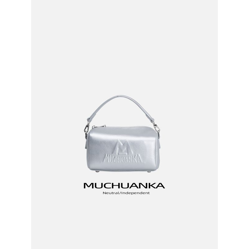 

7/13 New Product 20% off Grab [Silver Glass Sugar Sugar] Muchuan Card Original Retro Soft Leather Shoulder Square Sling Bag Silver