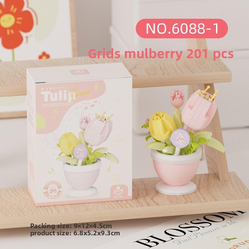 

Plastic Rose Tulipa Plant Pot Building Block Kit For Girls Craft And Decor Home Tulip