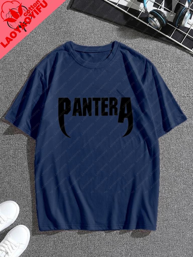 Retro Pattern TShirts From The American Band Pantera Cotton RoundNeck TShirts Are Suitable For Both Unisex And Unisex