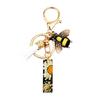 Dried Flower Letter Charm Bee Keychain Pendant Resin Black 1 Pc
